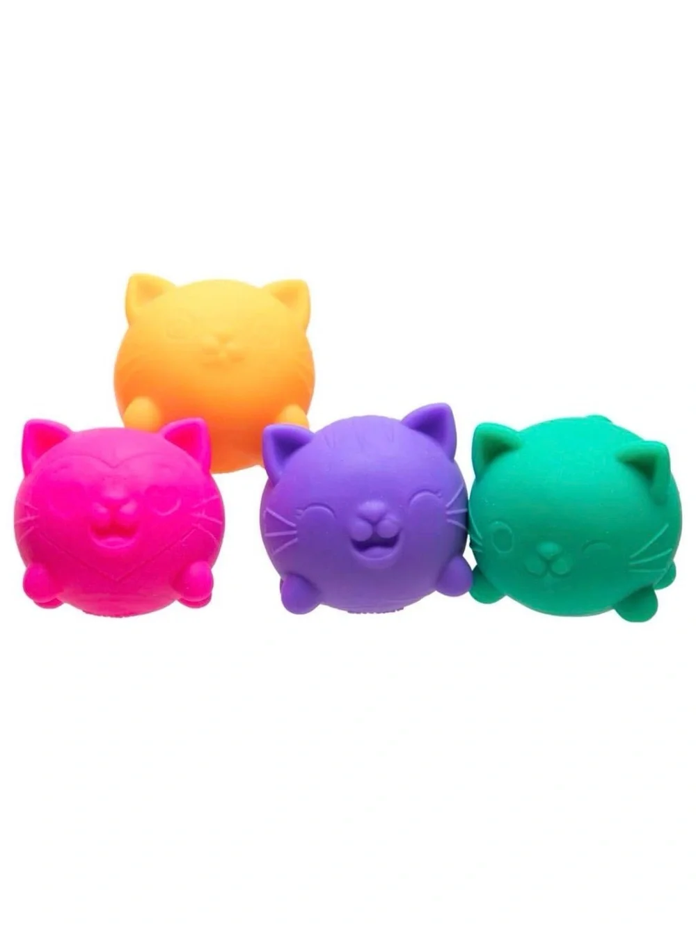 Nee Doh Cool Cats Teenie Tactile Squishy Squeeze Toy Set, 4 Pack, Ages 3+